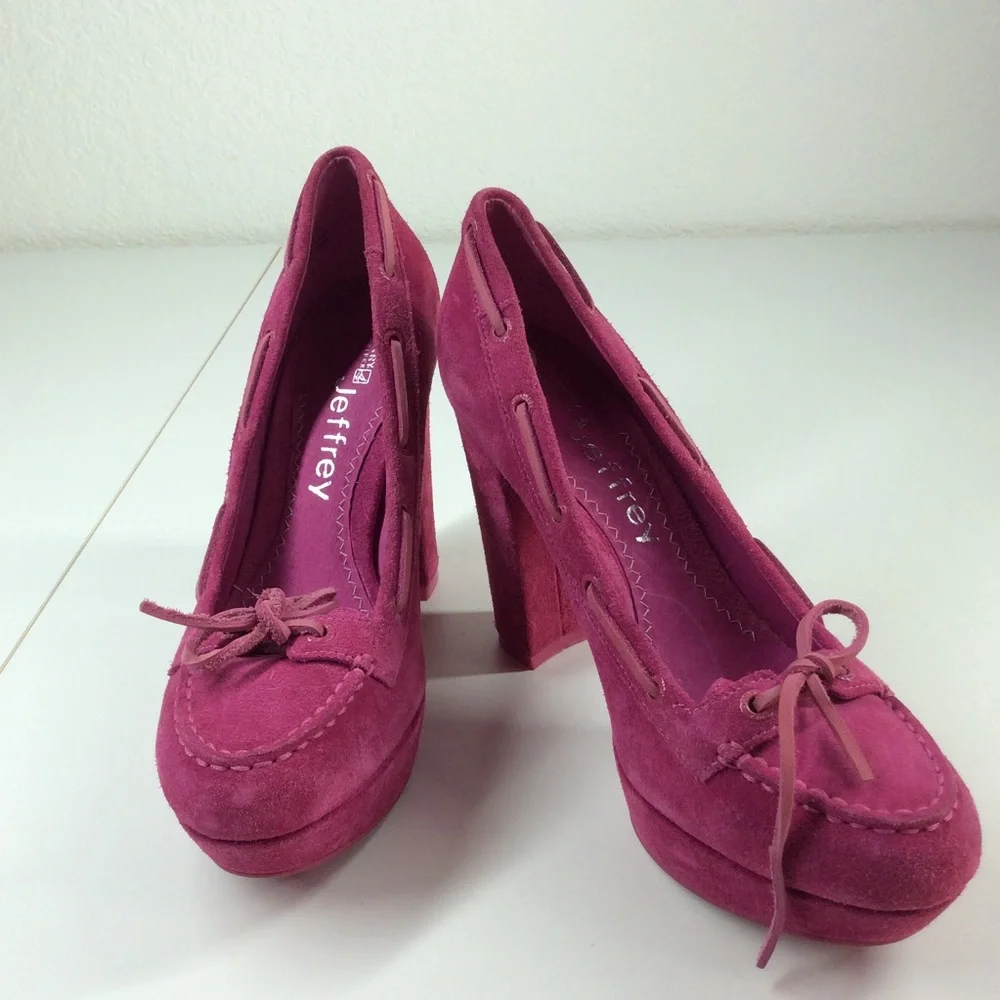 Pink Top-sider Jeffrey Barbie Platform Retro Magenta Suede Chunky Heels